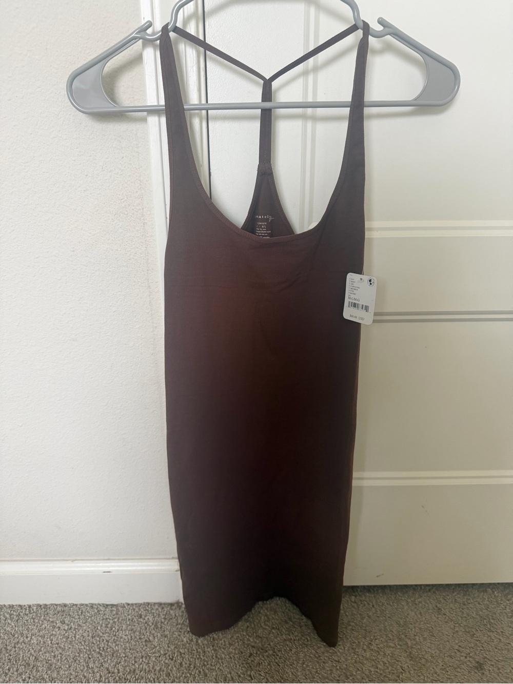 NWT Dark Brown Free People intimately Spaghetti Strap Mini Dress - Picture 9 of 9